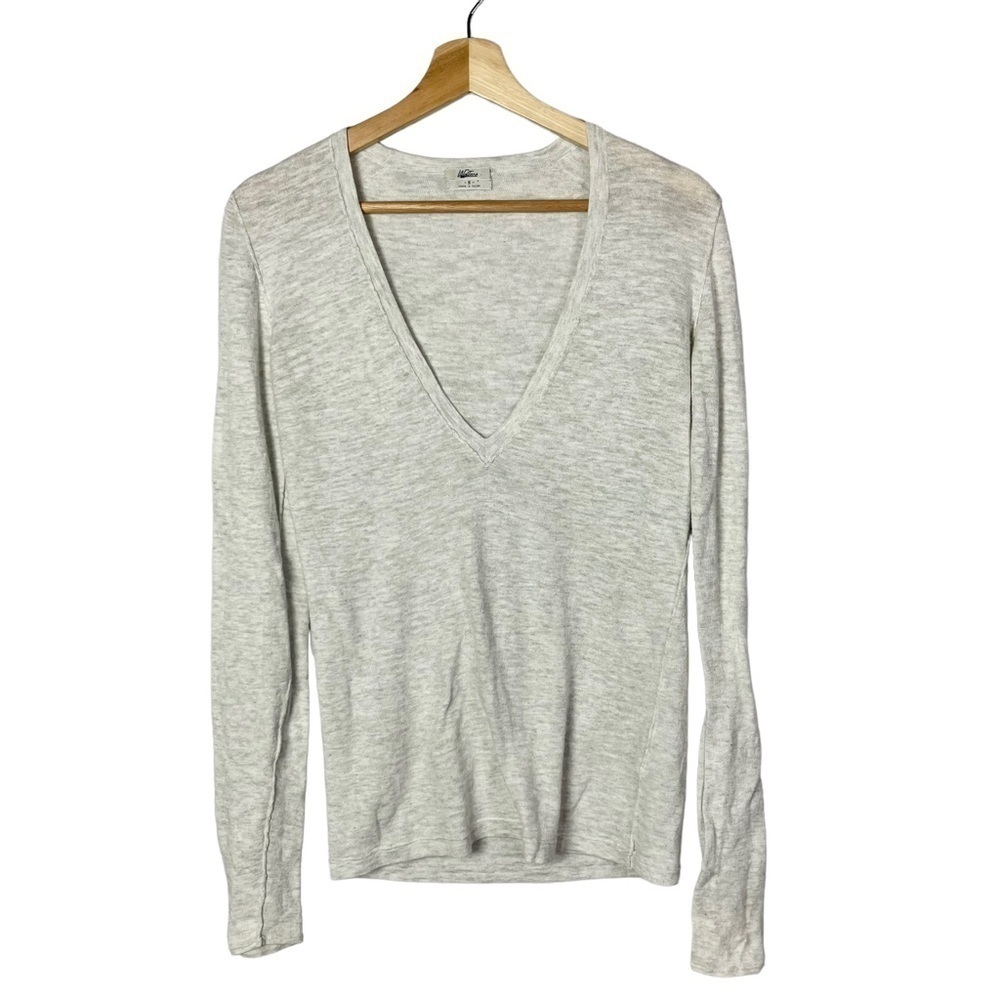Madewell Wallace Light Gray V-Neck Pullover Sweater‎ S